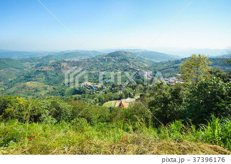 Nature view mountain, forest and blue sky 37396176