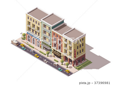 Vector isometric town street Vector isometric town street 37396981
