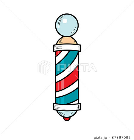 Drawing of barber pole, sign used by barbershops - Stock Illustration  [37397092] - PIXTA