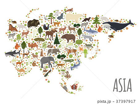 Flat Asian flora and fauna map constructor Flat Asian flora and fauna map constructor 37397917