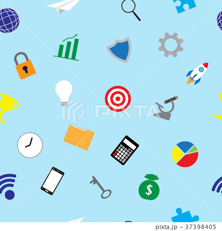 Business Icons Colorful Seamless Pattern 37398405