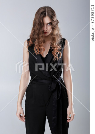 frustrated beautiful woman in black frustrated beautiful woman in black 37398711