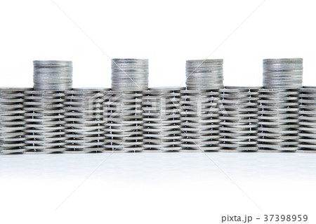 castle wall of Coins stack on white background castle wall of Coins stack on white background 37398959