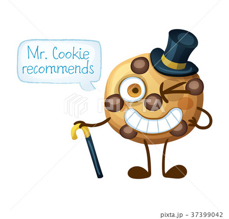 Funny Smiling Mr Cookie Character Choc Chip Cookieのイラスト素材