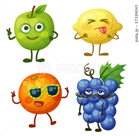 Funny fruit characters isolated on white 37399045