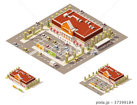 Vector isometric low poly home-improvement store Vector isometric low poly home-improvement store 37399184