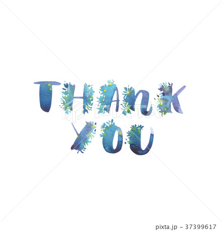 Watercolor phrase - Thank you. Exclusive Custom 37399617