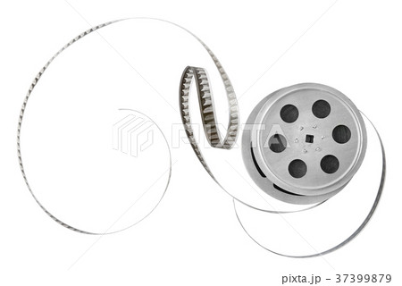 Old film strip on reel isolated on white  37399879