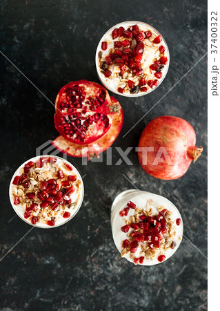 Over top view on healthy and delicious desset made Over top view on healthy and delicious desset made 37400322