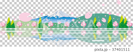 櫻花和富士山在地平線上 37401511