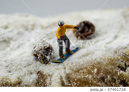 Concept snowboarding on a white mountain 37401726