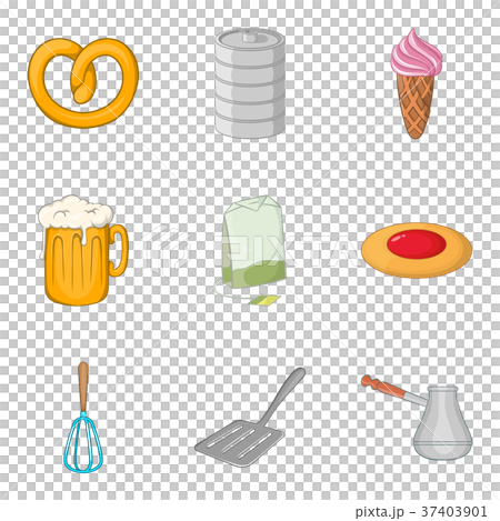 Hangover in the morning icons set, cartoon style 37403901