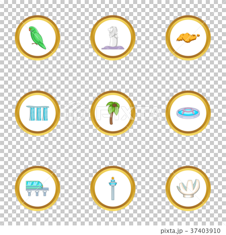 Country Singapore icons set, cartoon style 37403910