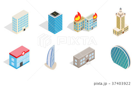 Sky tower icon set, isometric style 37403922