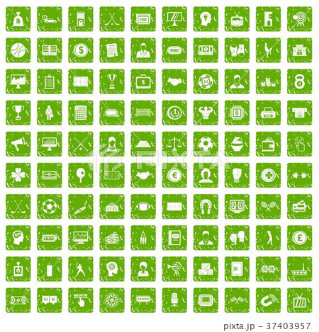 100 totalizator icons set grunge green 100 totalizator icons set grunge green 37403957