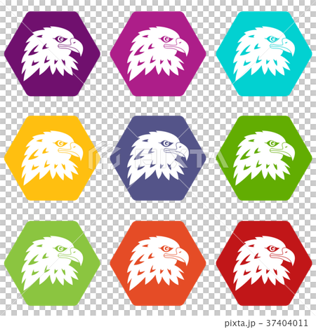 Eagle icon set color hexahedron 37404011