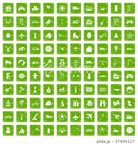 100 toys for kids icons set grunge green 100 toys for kids icons set grunge green 37404127