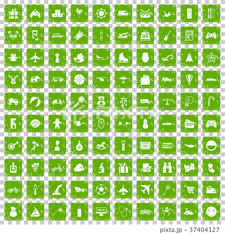 100 toys for kids icons set grunge green 100 toys for kids icons set grunge green 37404127