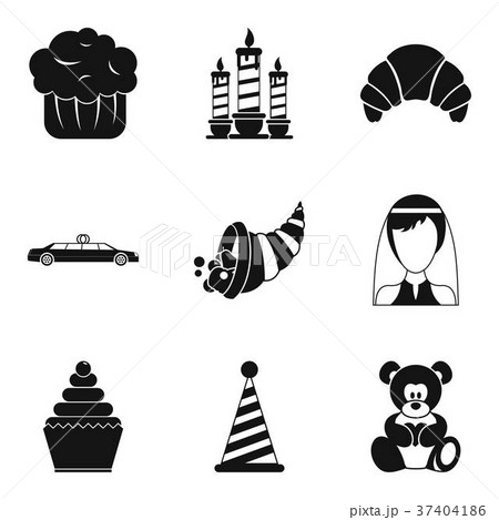 Romantic dinner icons set, simple style 37404186