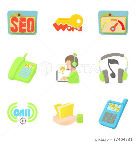 Ring up icons set, cartoon style 37404231