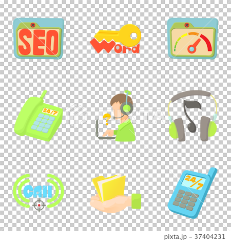 Ring up icons set, cartoon style 37404231