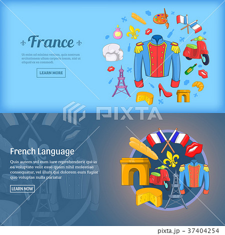 France banner set template, cartoon style 37404254