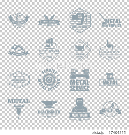 Metal working logo icons set, simple style Metal working logo icons set, simple style 37404255