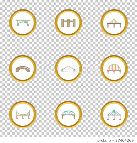 Bridge icons set, cartoon style Bridge icons set, cartoon style 37404269