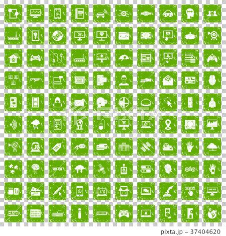 100 virtual icons set grunge green 37404620