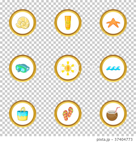 Island party icons set, cartoon style 37404773