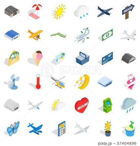 Fly icons set, isometric style 37404896
