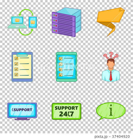 Support line icons set, cartoon style - Stock Illustration [37404920 ...
