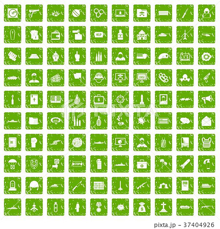 100 war icons set grunge green 37404926