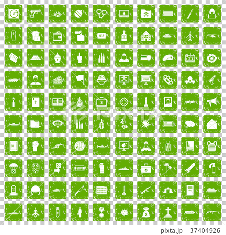 100 war icons set grunge green 37404926