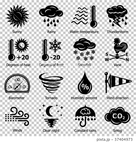 Weater icons set, simple style Weater icons set, simple style 37404973