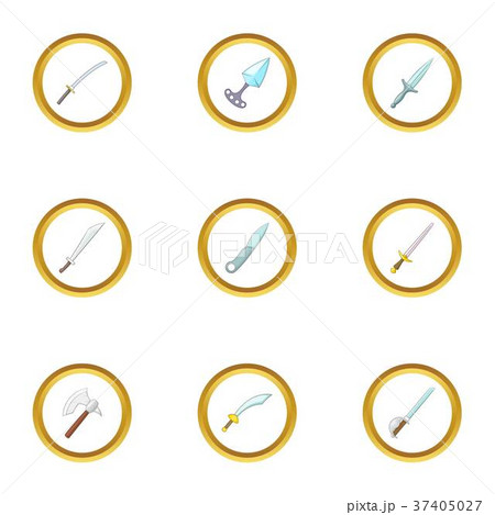 Steel arms icons set, cartoon style 37405027