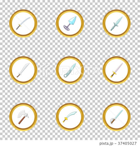 Steel arms icons set, cartoon style 37405027