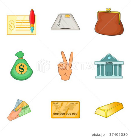 Banking house icons set, cartoon style Banking house icons set, cartoon style 37405080