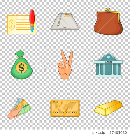 Banking house icons set, cartoon style Banking house icons set, cartoon style 37405080