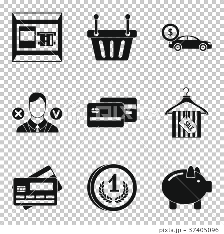 Purchase on credit icons set, simple style Purchase on credit icons set, simple style 37405096