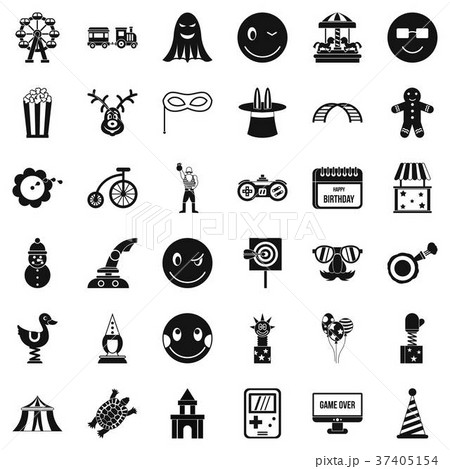Funny icons set, simple style 37405154