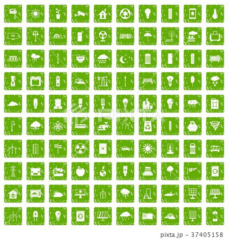 100 windmills icons set grunge green 37405158