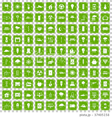 100 windmills icons set grunge green 37405158