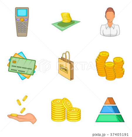 Bank icons set, cartoon style Bank icons set, cartoon style 37405191
