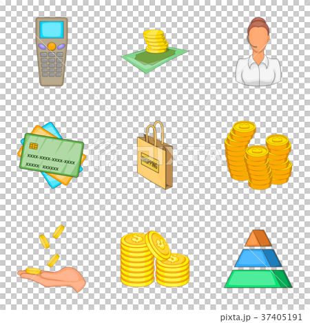 Bank icons set, cartoon style Bank icons set, cartoon style 37405191
