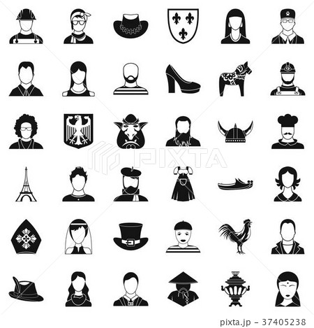 Portrait icons set, simle style Portrait icons set, simle style 37405238