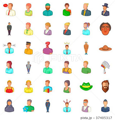 Face Icons Set Cartoon Styleのイラスト素材