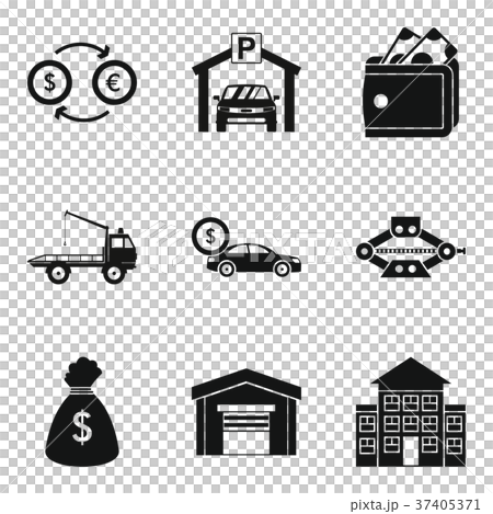 Parking fine icons set, simple style 37405371