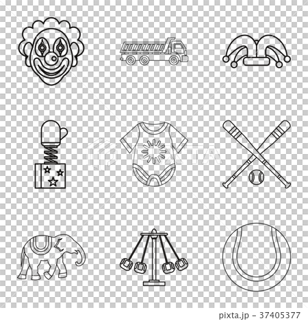 Happy teenager icons set, outline style 37405377