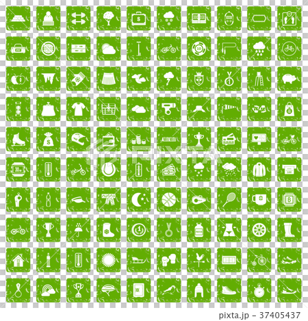 100 woman sport icons set grunge green - Stock Illustration [37405437 ...